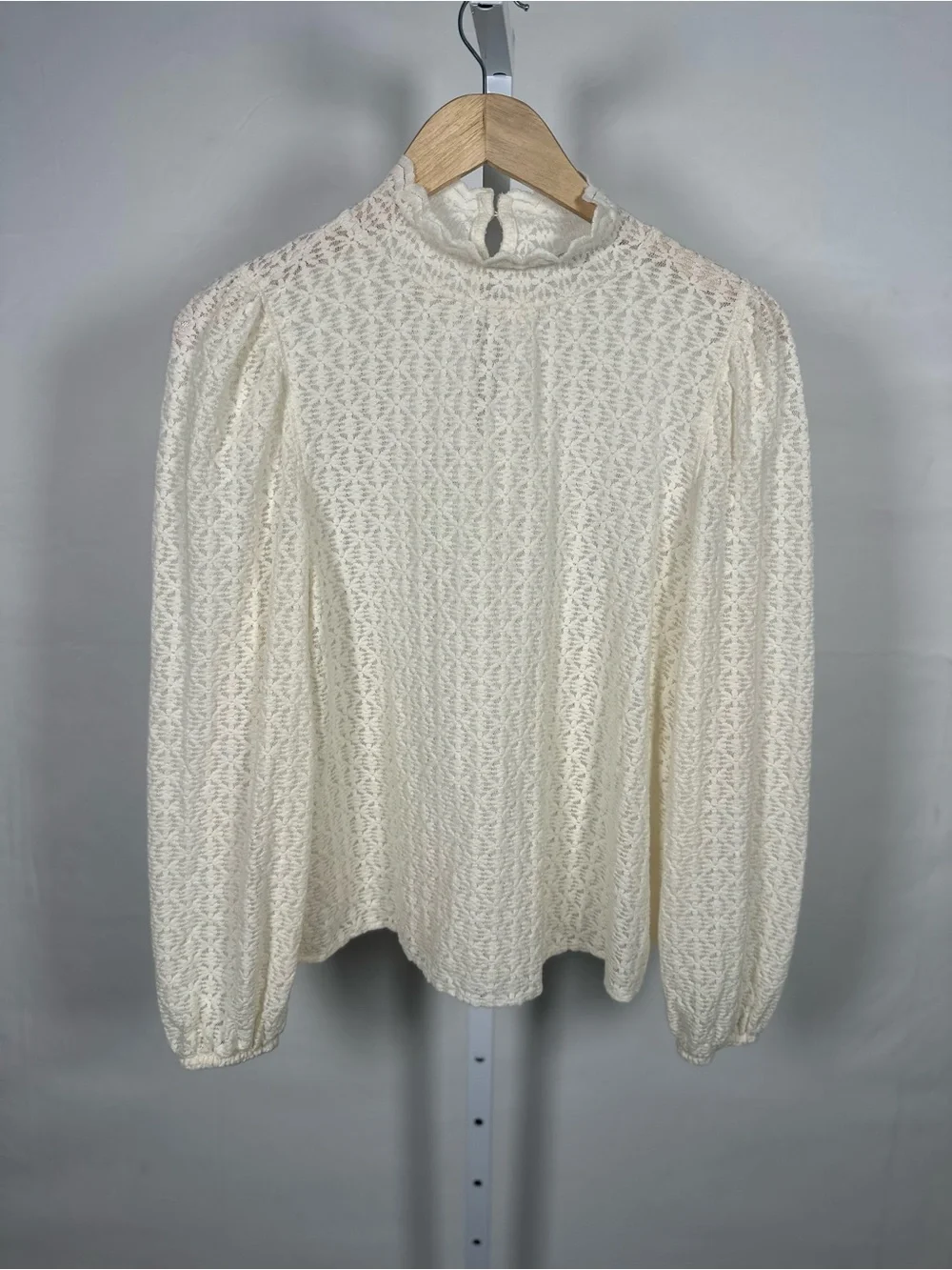 LOFT Ivory Lace Mock-Neck Blouse